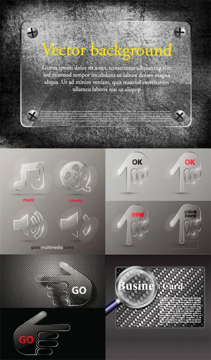 Glass icons and objects