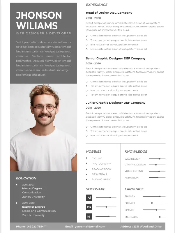 Professional CV Resume Template 1