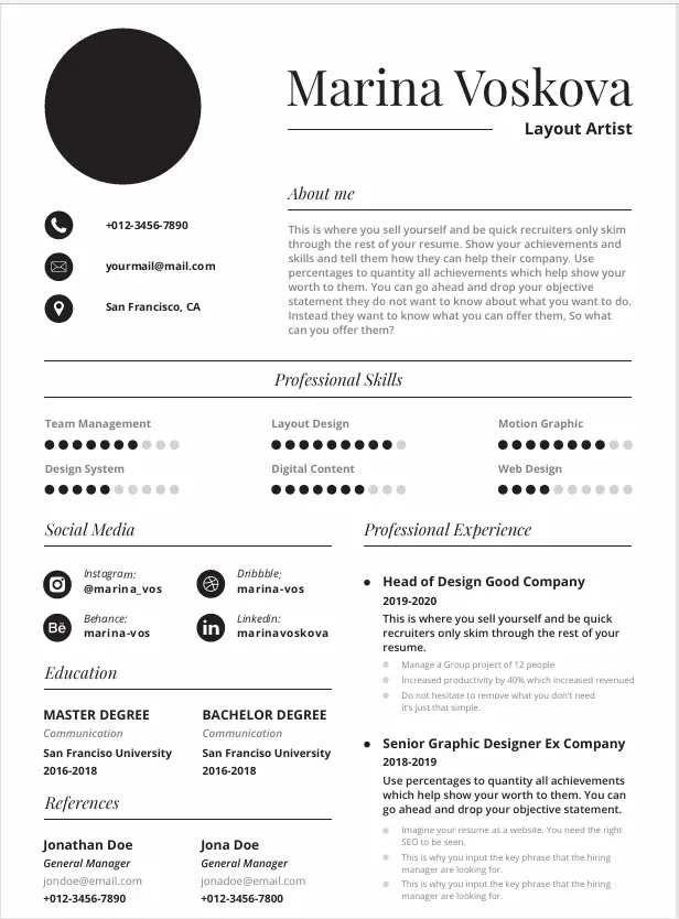 Professional CV Resume Template 6