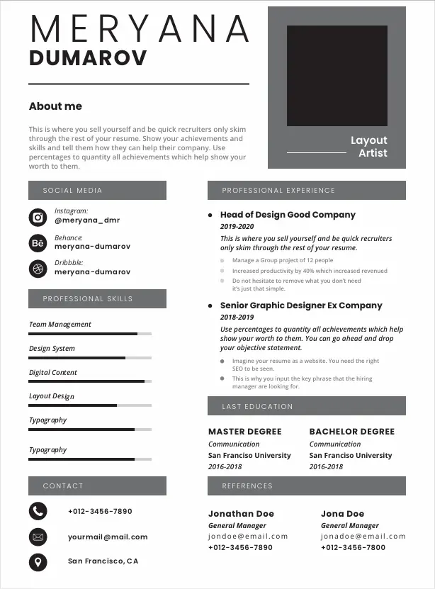 Professional CV Resume Template 7