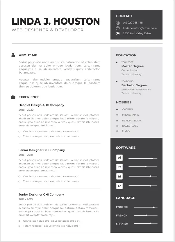 Professional CV Resume Template 9