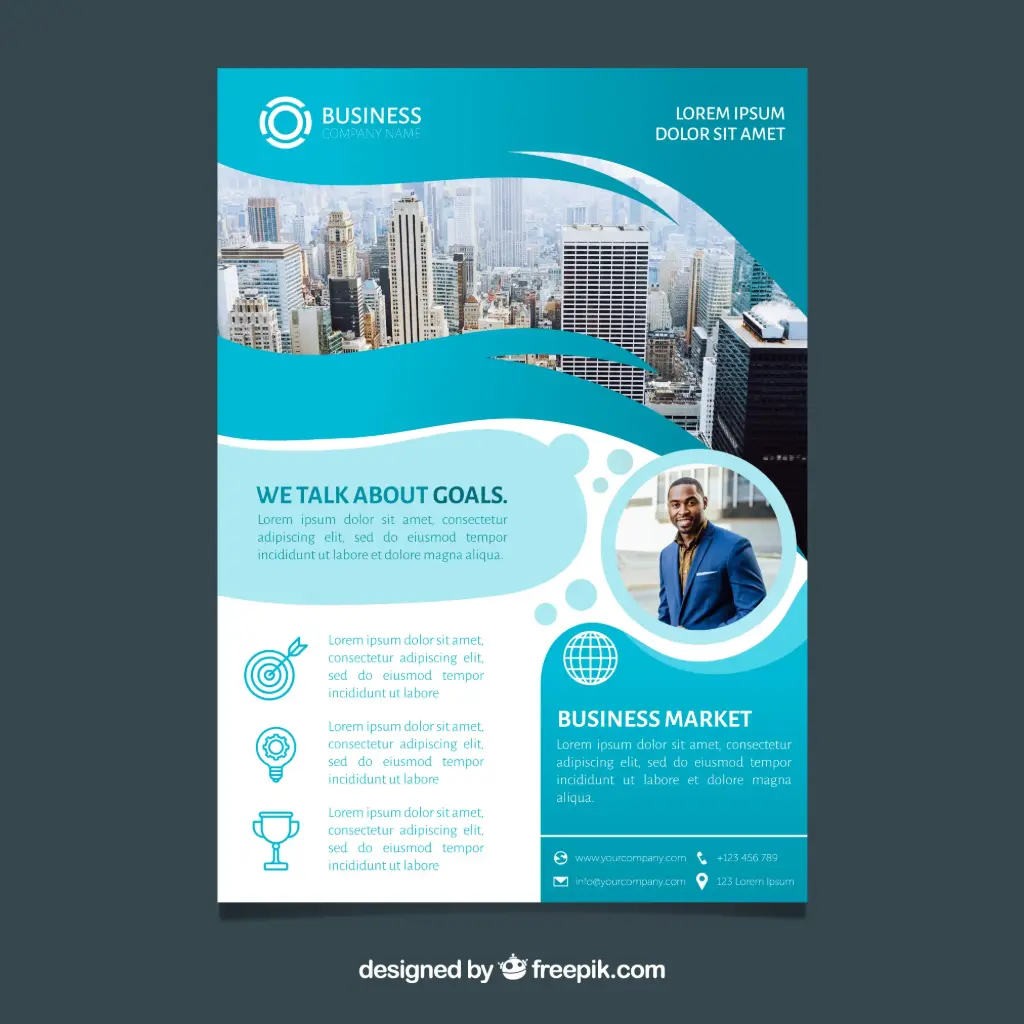 Blue Business brochure in a5 size with flat style