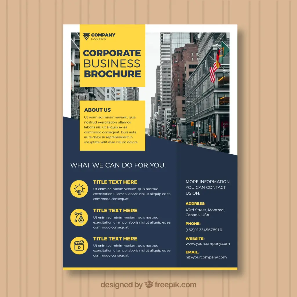 Yellow Business brochure in a5 size with flat style