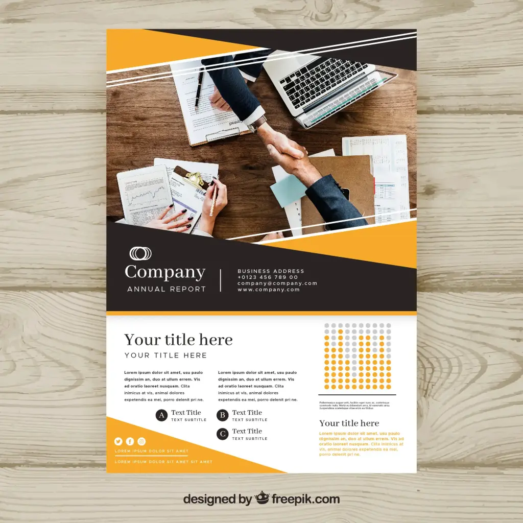 Yellow Business brochure with abstract style 