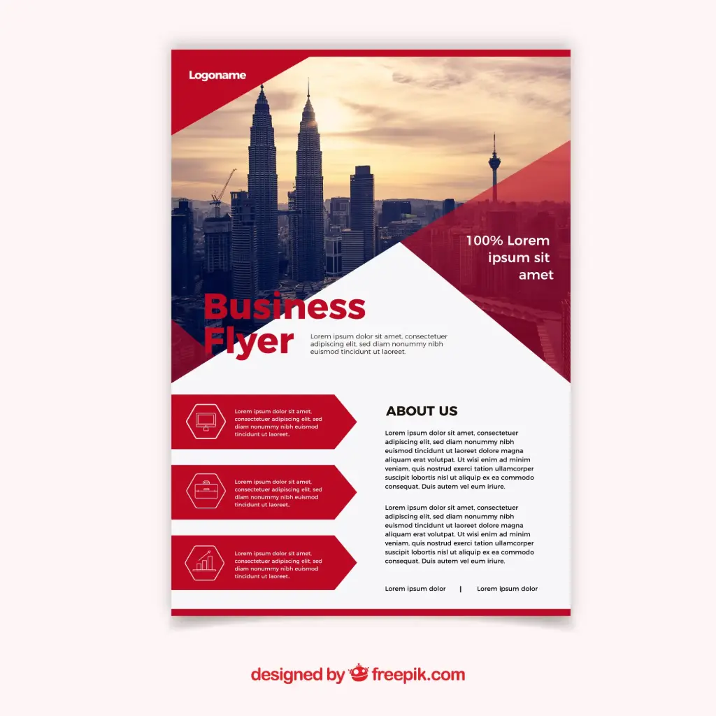 Geometric white and red business flyer design