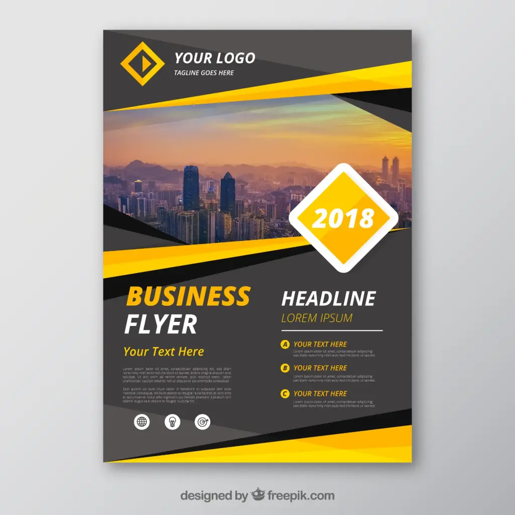 Grey and yellow business flyer template