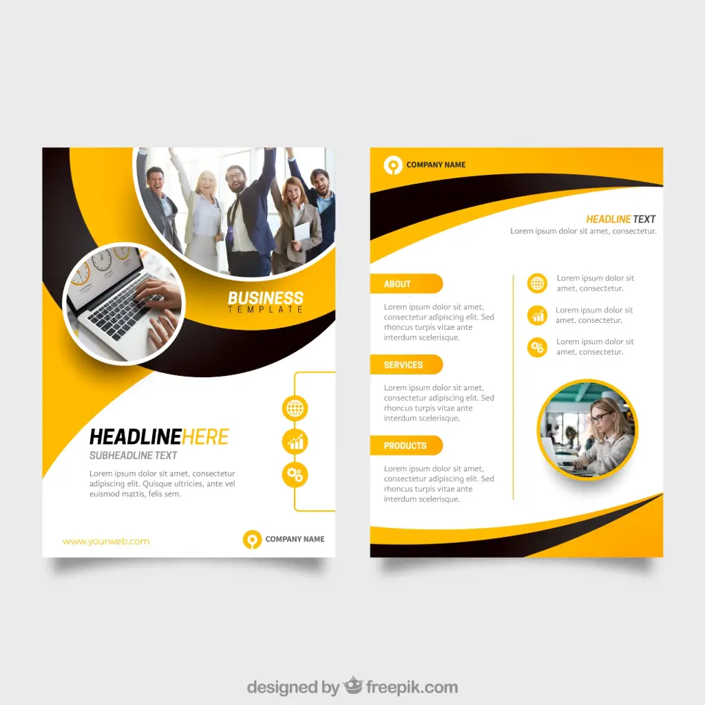 Yellow and black business flyer template