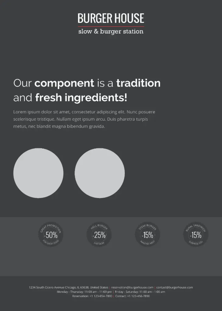 burgerhouse bar and restaurant flyer