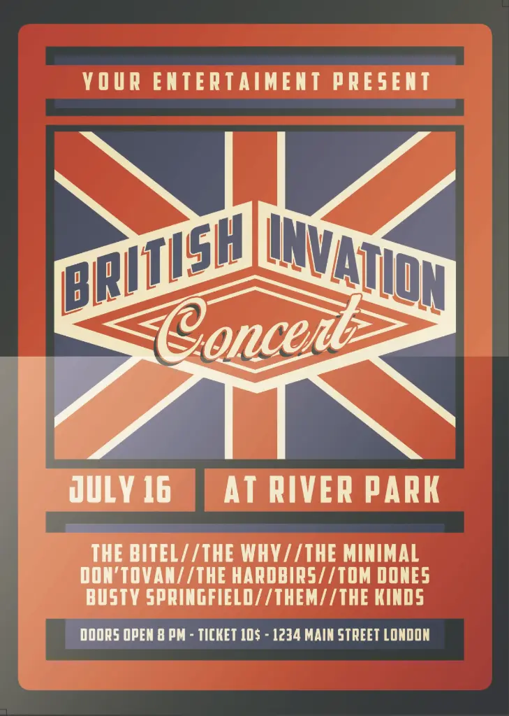 British invasion concert flyer