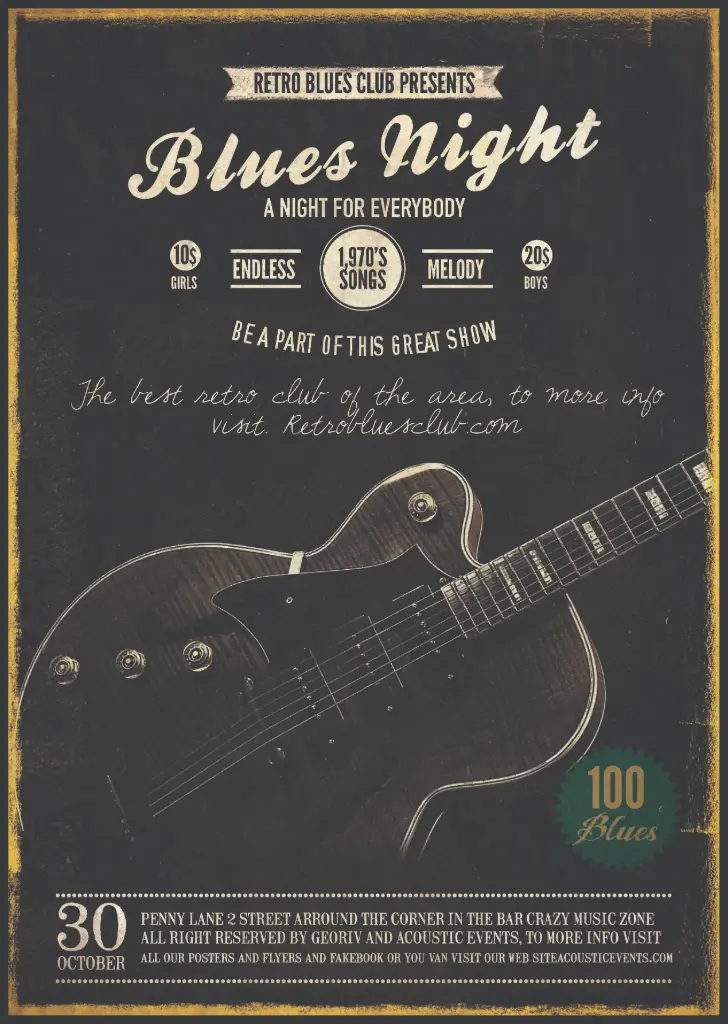 Blues night event flyer poster