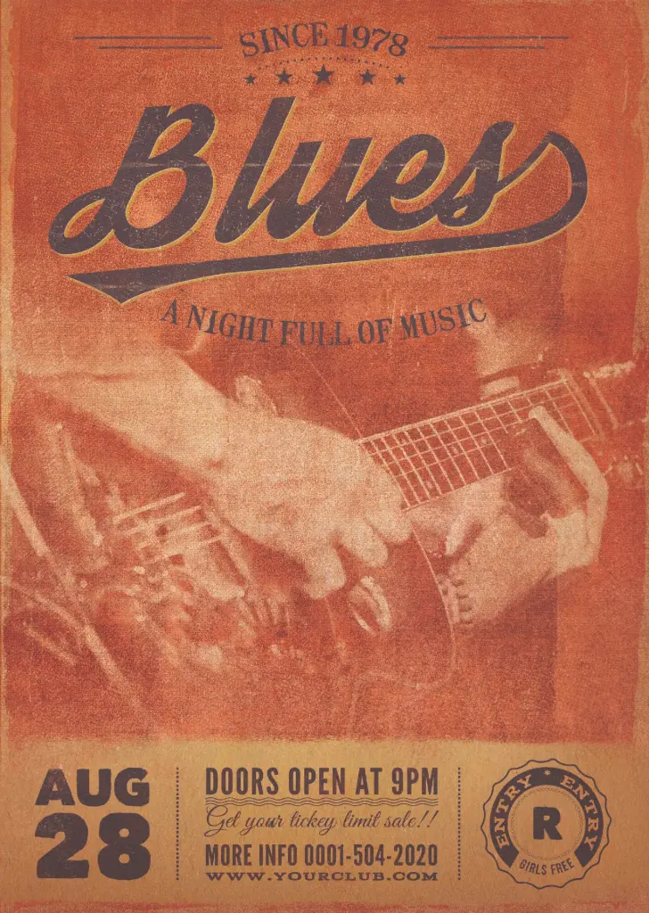 Blues music flyer poster